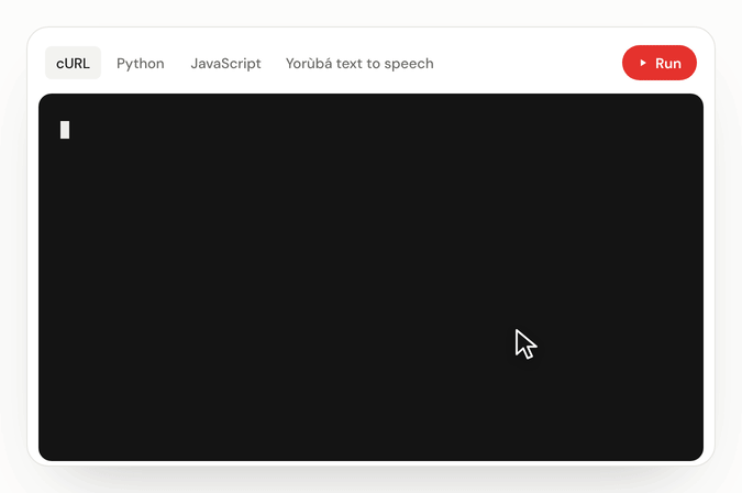 A code editor sending a Yorùbá text-to-speech request